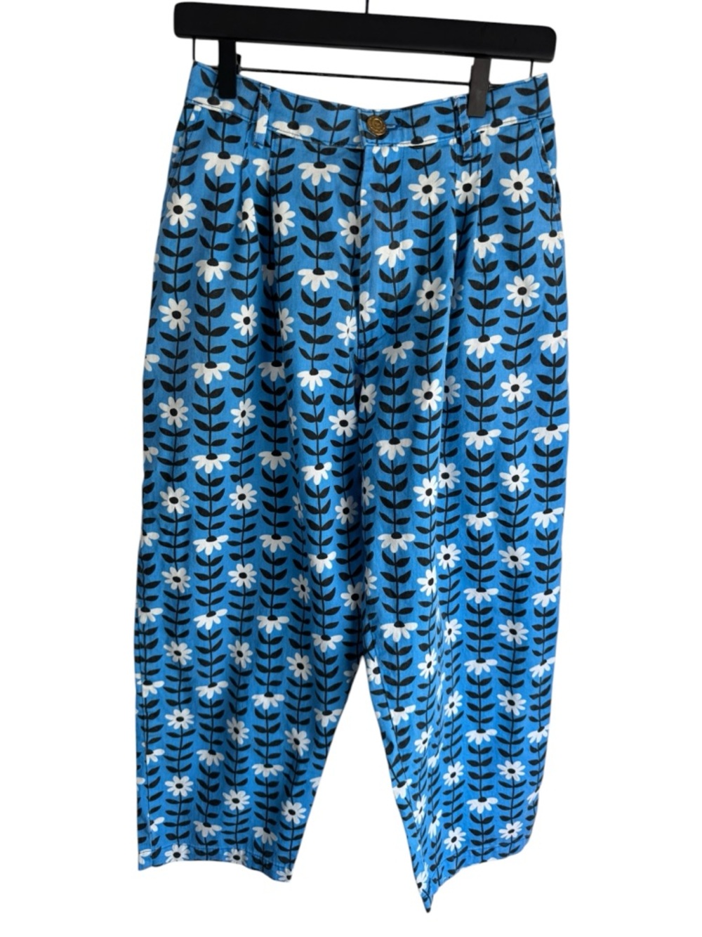 Big Bud Press Daisy Chain Pants Small Petite Blue Black White